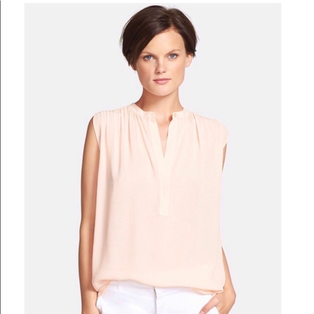 Vince. Pink Sleeveless Silk Popover. Size: 8.